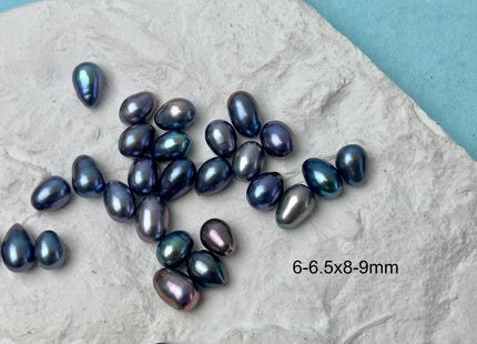5 Pieces AAA 6.5-7x9-11 mm Top Quality High Luster Tear Drop Half Drilled Freshwater Pearls Genuine Peacock Color Freshwater Pearls #1639