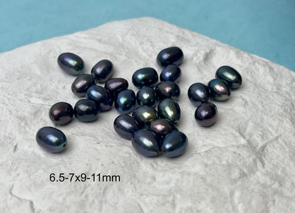 5 Pieces AAA 6.5-7x9-11 mm Top Quality High Luster Tear Drop Half Drilled Freshwater Pearls Genuine Peacock Color Freshwater Pearls #1639