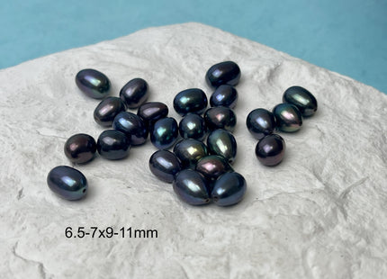5 Pieces AAA 6.5-7x9-11 mm Top Quality High Luster Tear Drop Half Drilled Freshwater Pearls Genuine Peacock Color Freshwater Pearls #1639