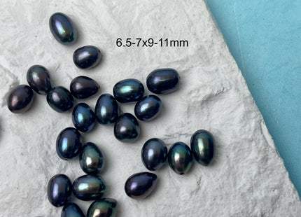 5 Pieces AAA 6.5-7x9-11 mm Top Quality High Luster Tear Drop Half Drilled Freshwater Pearls Genuine Peacock Color Freshwater Pearls #1639