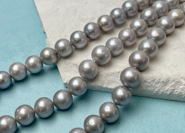 9-11 mm AAA Rare Gray Round Edison Baroque Pearls Genuine Gray Color High Luster Edison Pearl Beads 40 Beads #P3239