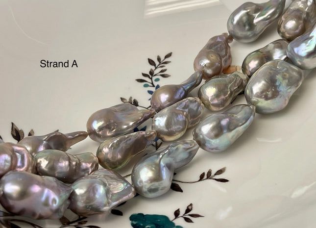 14-16x21-28 mm AAA Jumbo Gray Baroque Freshwater Pearl Beads Cultured Gray Baroque Genuine Freshwater Baroque Pearls 16-17 Beads #P3241