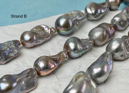 14-16x21-28 mm AAA Jumbo Gray Baroque Freshwater Pearl Beads Cultured Gray Baroque Genuine Freshwater Baroque Pearls 16-17 Beads #P3241