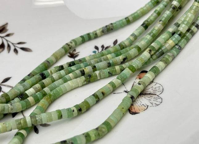 2x4 mm Green Chrysoprase Heishi Rondelle Shape 15.5 Inches Strand #4730