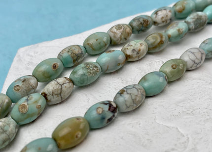 8x12 mm Natural Color Smooth Barrel Shape Dragon Skin Agate Gemstone Beads Natural Blue Green Color Agate Gemstone Beads. #2367