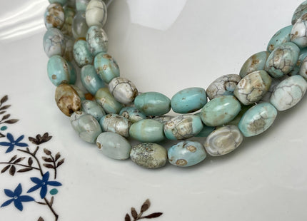 8x12 mm Natural Color Smooth Barrel Shape Dragon Skin Agate Gemstone Beads Natural Blue Green Color Agate Gemstone Beads. #2367