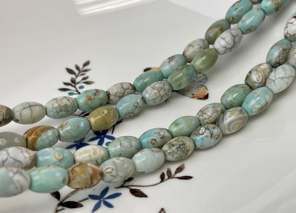 8x12 mm Natural Color Smooth Barrel Shape Dragon Skin Agate Gemstone Beads Natural Blue Green Color Agate Gemstone Beads. #2367