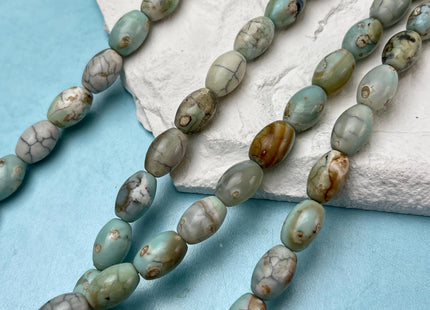 8x12 mm Natural Color Smooth Barrel Shape Dragon Skin Agate Gemstone Beads Natural Blue Green Color Agate Gemstone Beads. #2367