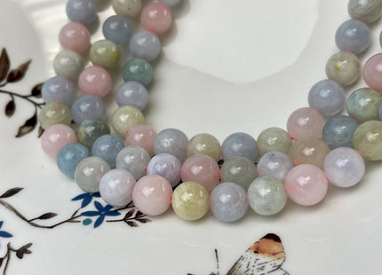6mm 8mm 10mm 12mm Natural Color Smooth Round Morganite Gemstone Beads High Quality Pink Blue Green Color Morganite Gemstone Beads. #2277