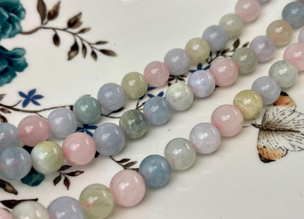 6mm 8mm 10mm 12mm Natural Color Smooth Round Morganite Gemstone Beads High Quality Pink Blue Green Color Morganite Gemstone Beads. #2277