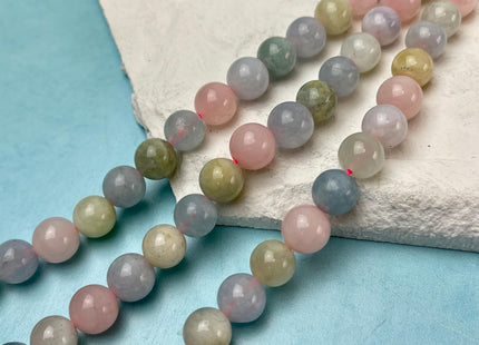 6mm 8mm 10mm 12mm Natural Color Smooth Round Morganite Gemstone Beads High Quality Pink Blue Green Color Morganite Gemstone Beads. #2277