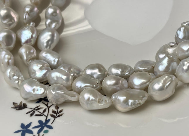 11x13-12x16 mm AA Rare Baroque Natural White Freshwater Pearls Quality High Luster White Baroque Pearls 25-29 Beads #P3093