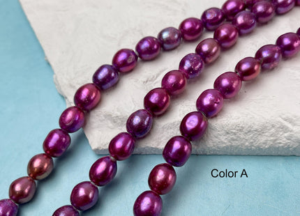 9x10-11 mm AA Large Hole Fuchsia Purple Pink Freshwater Pearl Beads Rice/Oval Shape Hole 2.1mm Genuine Freshwater Pearl 38 Beads #P3092