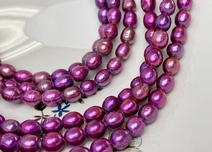 9x10-11 mm AA Large Hole Fuchsia Purple Pink Freshwater Pearl Beads Rice/Oval Shape Hole 2.1mm Genuine Freshwater Pearl 38 Beads #P3092