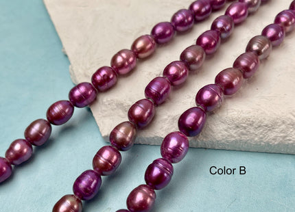 9x10-11 mm AA Large Hole Fuchsia Purple Pink Freshwater Pearl Beads Rice/Oval Shape Hole 2.1mm Genuine Freshwater Pearl 38 Beads #P3092