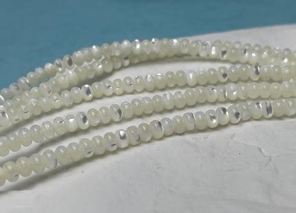 2.5x4 mm Smooth Rondelle Natural Mother of Pearl Gemstone Beads Genuine White MOP Beads 15.5 Inches Strand #4700