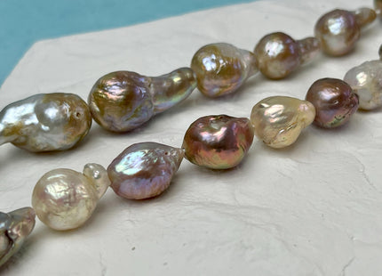 10-14x14-28 mm AAA Natural Mauve Seaweed Pink With Iridescent Color Baroque Pearl Beads Rare High Luster Genuine Baroque Pearls #P3081