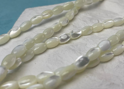 6x9mm Rice/Barrel Shape Natural Mother of Pearl Gemstone Beads Genuine White MOP Gemstones Beads 15.5 Inches Strand 43 Beads #4702