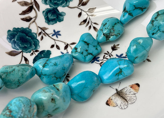 20-25x25-38 mm Turquoise Gemstone Irregular Large Pebble Nugget Beads #4701