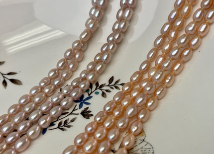 5x7-8mm AAA High Luster Natural Mauve or Golden Pink Rice Freshwater Pearl Beads Large Hole Size 1.0mm Genuine Rice Freshwater Pearls #P1716