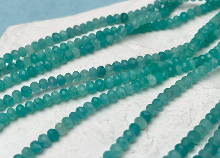 3x4 mm AAA Natural Color Micro Faceted Rondelle Amazonite Gemstone Beads Natural Blue Micro Faceted Rondelle Amazonite Loose Beads # 2343