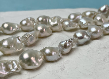 11x12-12x16 mm AA Rare Baroque Natural White Freshwater Pearls Quality High Luster White Baroque Pearls 28 Beads #P3097