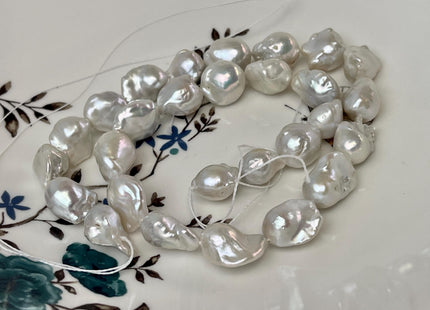 11x12-12x16 mm AA Rare Baroque Natural White Freshwater Pearls Quality High Luster White Baroque Pearls 28 Beads #P3097