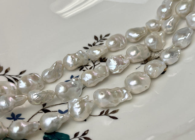 11x12-12x16 mm AA Rare Baroque Natural White Freshwater Pearls Quality High Luster White Baroque Pearls 28 Beads #P3097
