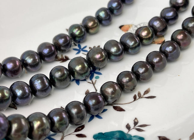 10-13 mm AAA Dark Peacock Off Round or Potato Freshwater Pearls Genuine Very Rare High Luster Peacock Pearls #P3089