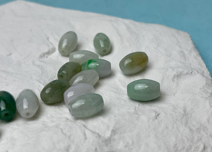 10 Pieces 8x12 mm Natural Color Smooth Barrel Shape Burmese Jade Beads 1.0 mm Hole Natural Green Brown Color Burmese Jade Loose Beads #4703