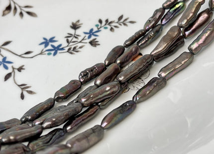 6-7x18-20 mm Dark Chocolate Brown Color Biwa Stick Freshwater Pearls #P3120