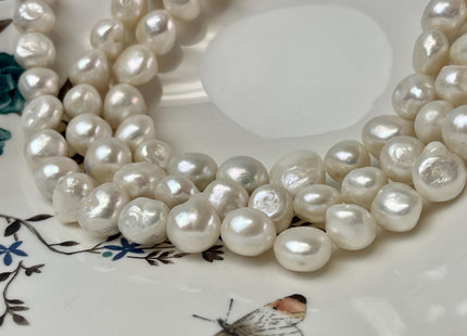 12-15 mm AA Very Rare Natural White Jumbo Size Potato Nugget Freshwater Pearl Beads Genuine Natural White Pearl #P3124