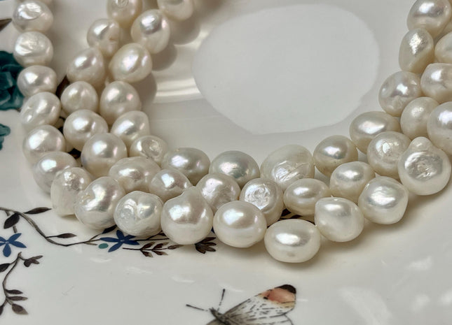 12-15 mm AA Very Rare Natural White Jumbo Size Potato Nugget Freshwater Pearl Beads Genuine Natural White Pearl #P3124