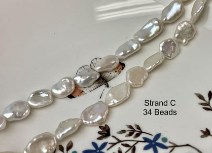 10-12 mm AAAAA Vary Rare Natural White Freshwater Flat Keshi Pearl Genuine Super High Luster Center Drilled Keshi Nugget Pearl #P3122