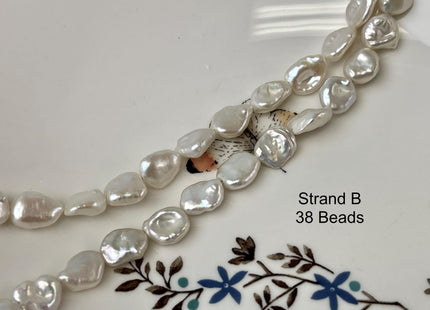 10-12 mm AAAAA Vary Rare Natural White Freshwater Flat Keshi Pearl Genuine Super High Luster Center Drilled Keshi Nugget Pearl #P3122