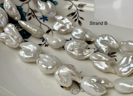 13-18x18-25 mm AA Very Rare Natural White Keshi Biwa Freshwater Pearls Genuine Super High Luster Irregular Biwa Keshi Pearl Beads #P3098