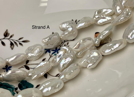 13-18x18-25 mm AA Very Rare Natural White Keshi Biwa Freshwater Pearls Genuine Super High Luster Irregular Biwa Keshi Pearl Beads #P3098