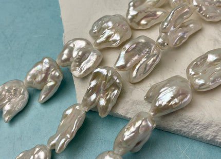 13-18x18-25 mm AA Very Rare Natural White Keshi Biwa Freshwater Pearls Genuine Super High Luster Irregular Biwa Keshi Pearl Beads #P3098