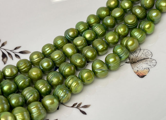 10-13 mm Dark Olive Green Color Potato Freshwater Pearl Beads Genuine Cultured Freshwater Pearl Beads #P3091