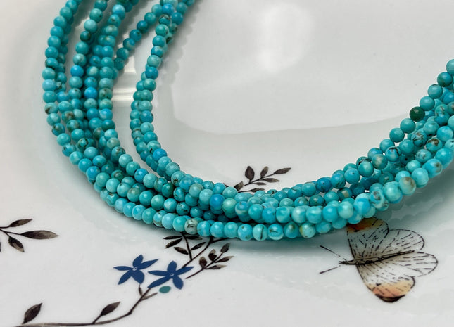3-3.5 mm Smooth Round Turquoise Gemstone Beads 14.5 Inches Strand #4705