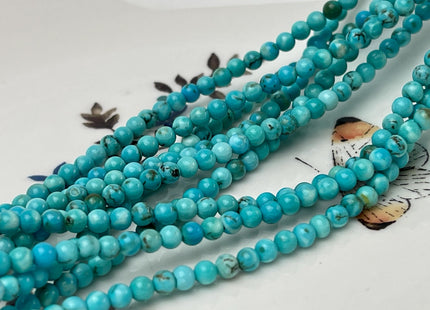 3-3.5 mm Smooth Round Turquoise Gemstone Beads 14.5 Inches Strand #4705