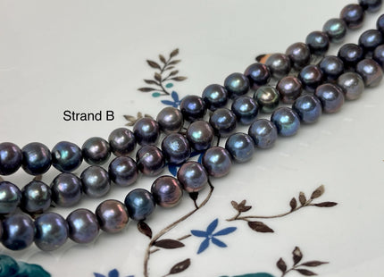 8-9 mm AA Dark Peacock Off Round Freshwater Pearls Genuine Very Rare High Luster Peacock Pearls #P3100