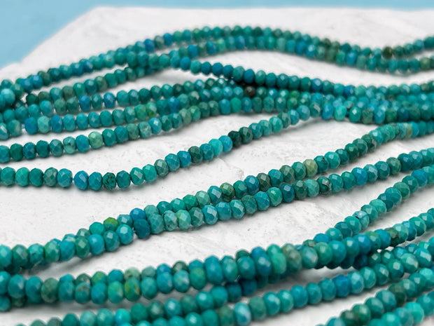 2x3 mm Faceted Rondelle Turquoise Beads 15 Inches Strand #4706