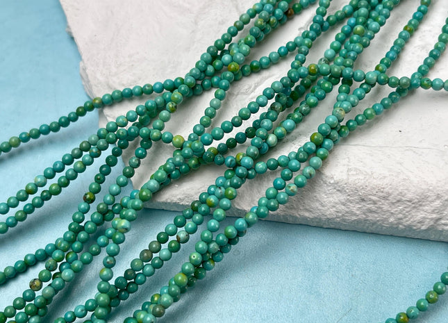 2.5 mm Smooth Round Turquoise Gemstone Beads 15.5 Inches Strand #4708