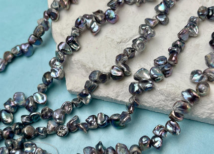 6x7-8 mm Gray Peacock Keshi Freshwater Pearl Beads Top Drilled Peacock Keshi Pearls Dancing Silver Pearl Beads #P3127