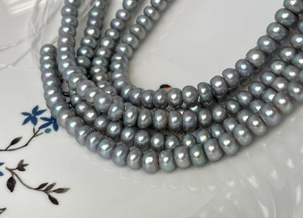 7 mm AAA Large Hole Silver Gray Half Strand Round Button Freshwater Pearls Hole Size 1.2-2.1mm Genuine Freshwater Pearl Beads #P3128