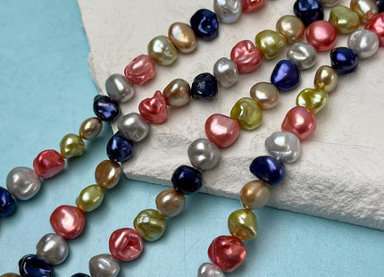 7-8 mm AA High Luster Gray Pink Champagne Purple Color Keshi Nugget Freshwater Pearl Beads Genuine Keshi Nugget Freshwater Pearls #P1849