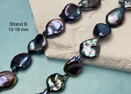 15-20x18-35 mm AAA Very Rare Rainbow Peacock Flat Keshi Freshwater Pearl Beads Rare Peacock Keshi Freshwater Pearls #P3101