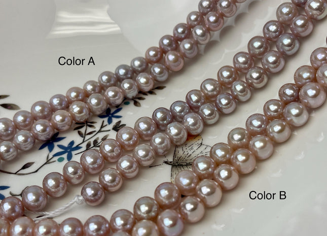 8-9 mm AAA Half Strand Extra Shiny Large Hole Natural Mauve Pink Round Freshwater Pearl Beads Hole Size 1.5 mm 2.2 mm 25 Beads #P3103