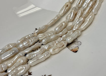 7-8x15-23 mm Natural White Biwa Stick Freshwater Pearl Beads Genuine Natural White Biwa Stick Freshwater Pearls C Grade#P3105